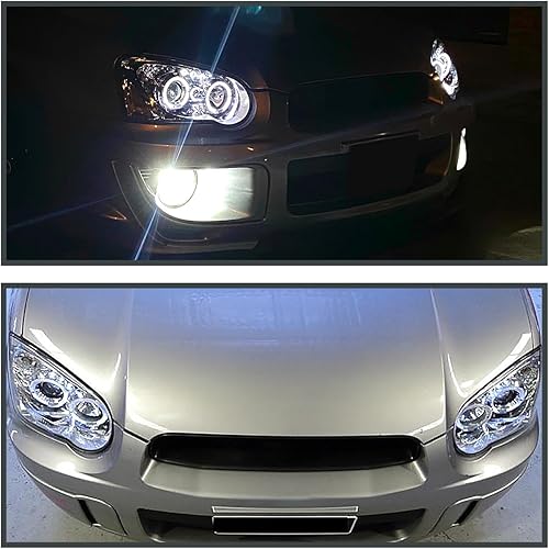 Miniatura 9 de Spec-D Tuning Halo LED cromado con carcasa de lente transparente compatible con Subaru Impreza RSWRXOutbackSTI 2004-2005 conjunto de faros