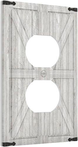 Puerta de garaje de madera rústica, puerta de granero vintage, 1 banda, cubierta decorativa de pared dúplex individual, placa de pared eléctrica