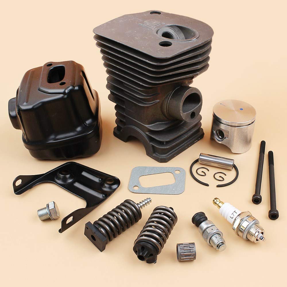Tiempo Beixi Culata Pistón Silenciador Soporte Perno Muelle antigolpes Buffer Kit Compatible con Husqvarna 340 345 (42 mm) Motosierra Motor Motor Parts