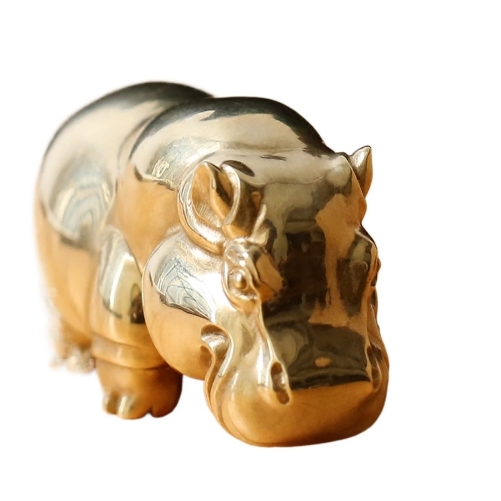 NGDFGR Brass African Three Treasures Rhinoceros Hippopotamus Elephant Miniature Statue,Metal Animal Sculpture Desktop Ornament Home Bonsai Micro Landscape Decr Accessories,Hippo