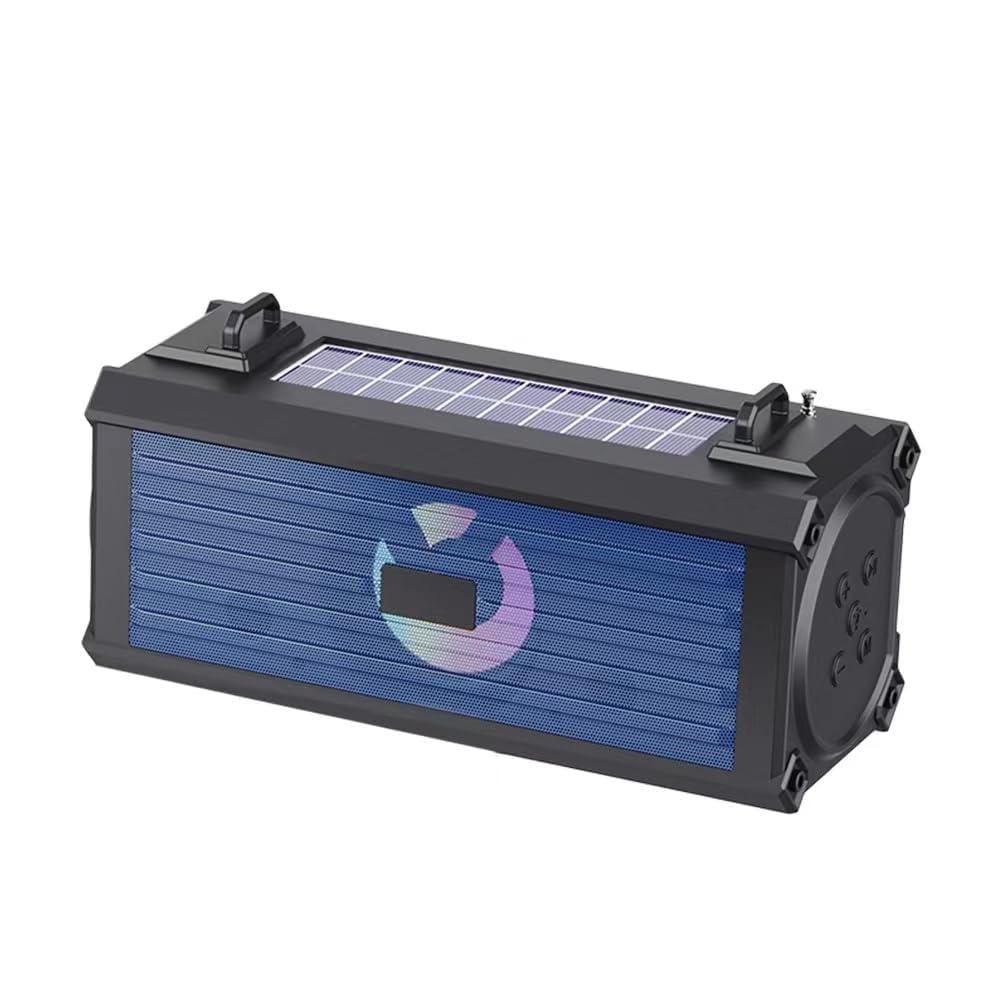 Excefore Portable FM Radio with Emergency Flashlight, SOS, Bluetooth Player, HiFi Sound, Colorful Glare Light, Solar & USB Charging - Multi-Scene Use (Blue)