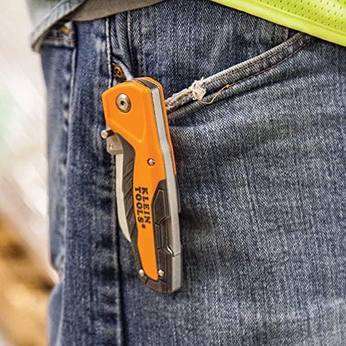 Klein Tools 44218 Utility Knife, Lockback Electricians Knife and Folding Knife with Hawkbill Blade for Cable Skinning, Replaceable Blade 8 61nO1F52oPL. AC