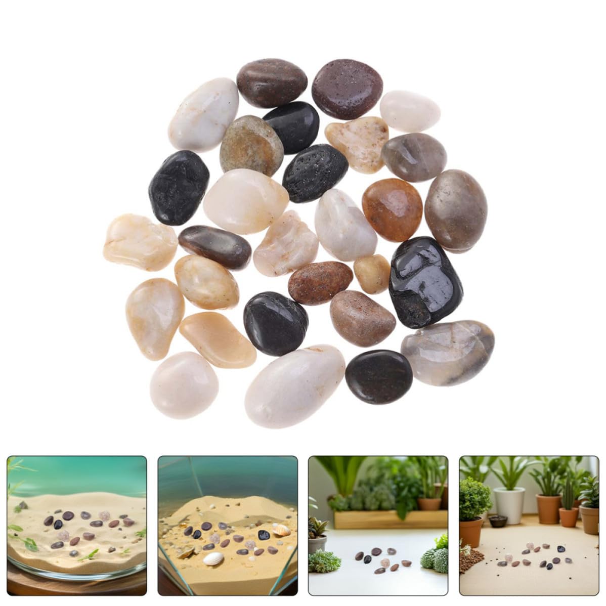 POPETPOP Piedras de Acuario Pulidas Naturales de Río para Decoración de Peceras y Jardines, Guijarros de Cobblestone Versátiles Mantenimiento