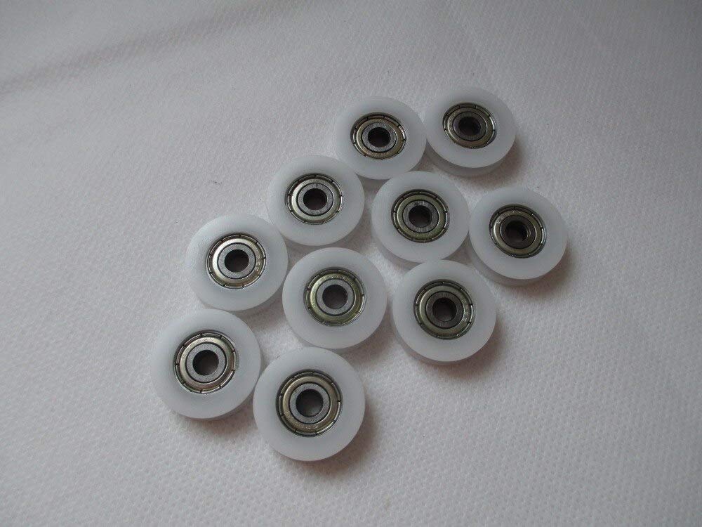 10pcs 15mm Round Groove Nylon Pulley Wheels Roller for 1mm Rope W/ 625ZZ Bearing - (Number of Pcs: 10pcs)