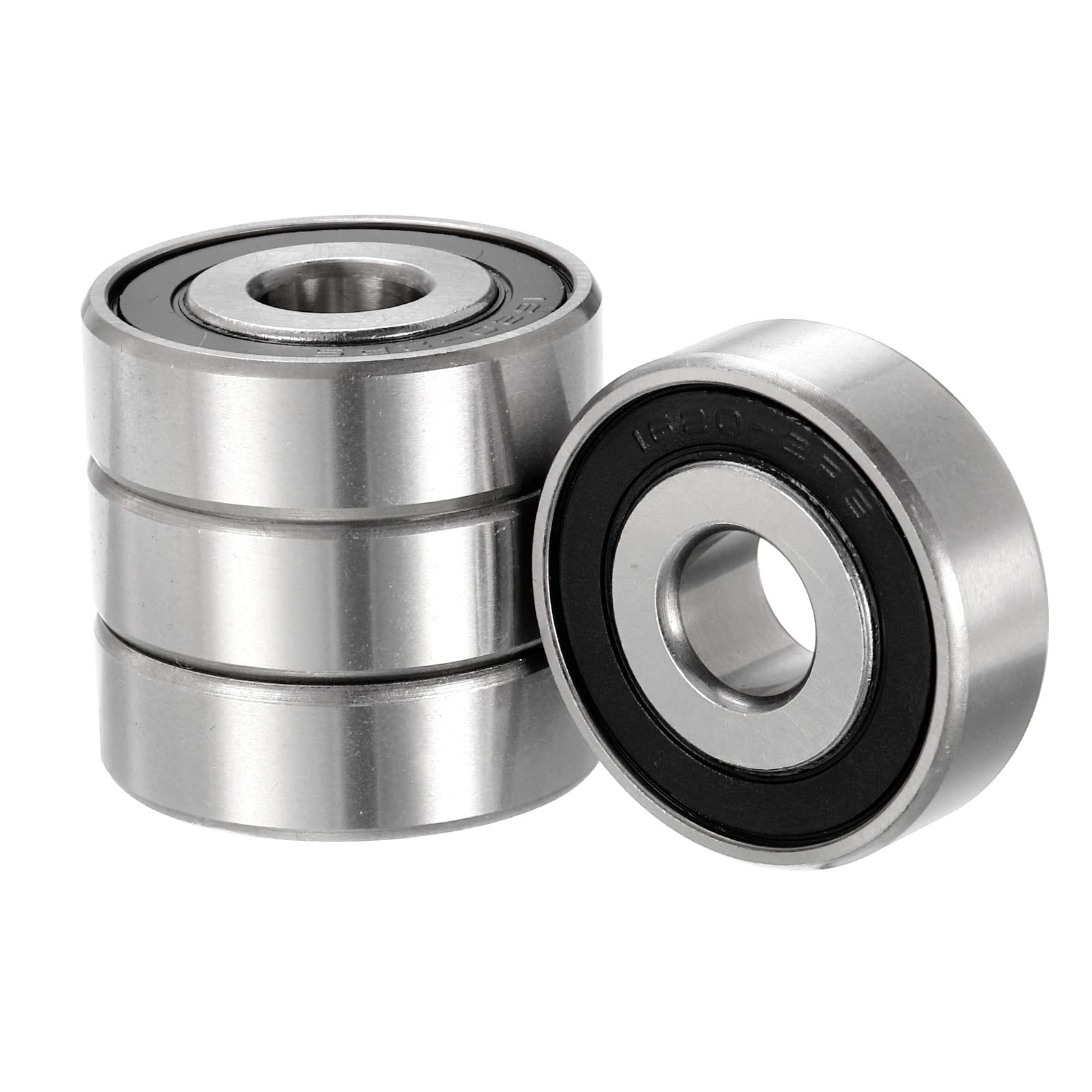 Kozelo 4pcs Deep Groove Ball Bearings - [7/16" x 1-3/8" x 7/16"] Chrome Steel Balls for Motors Machine Tool Gearboxes Bearing Use, Double Sealed ABEC1