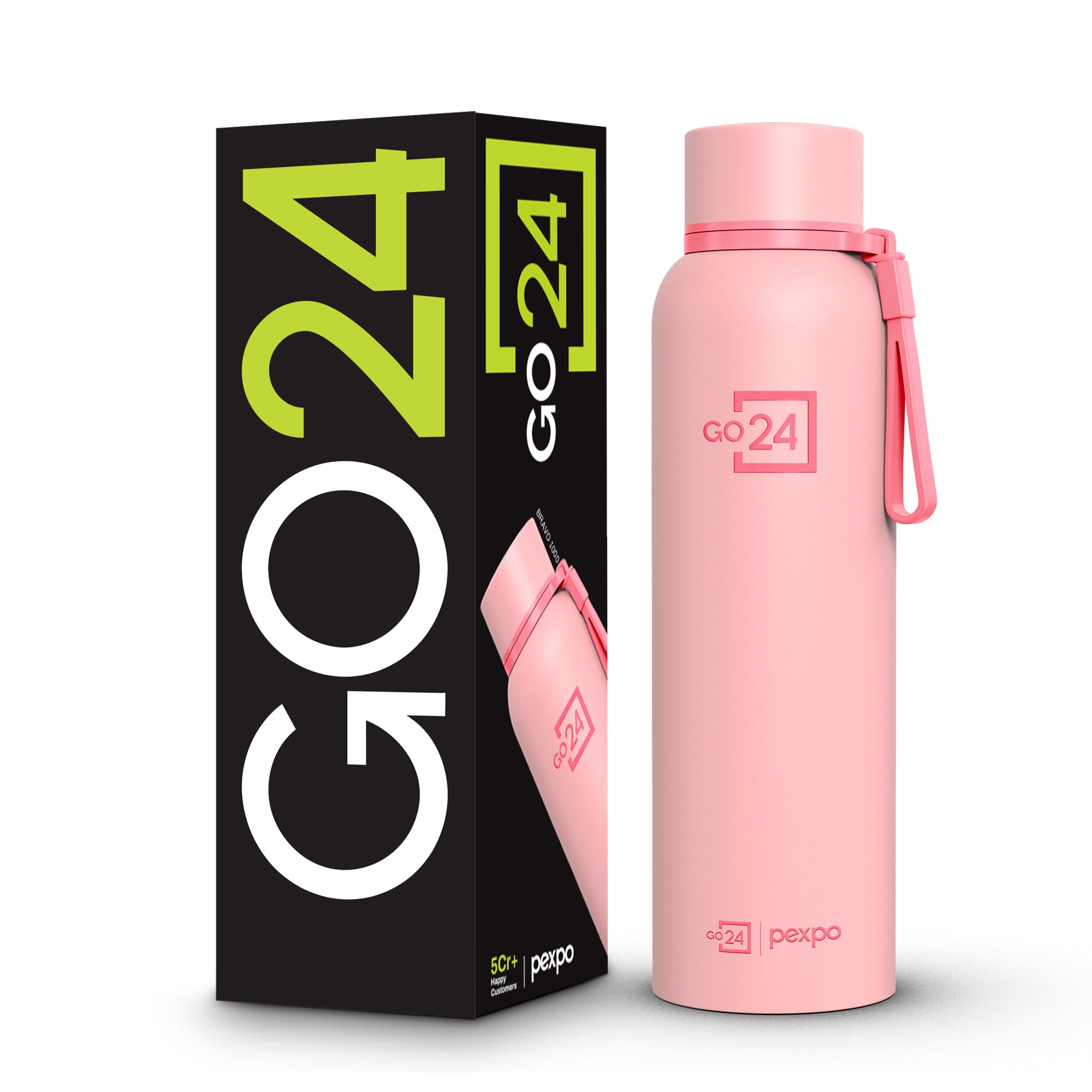 Go24 pexpo Stainless Steel Insulated Flask Bravo Baby Pink 980ml