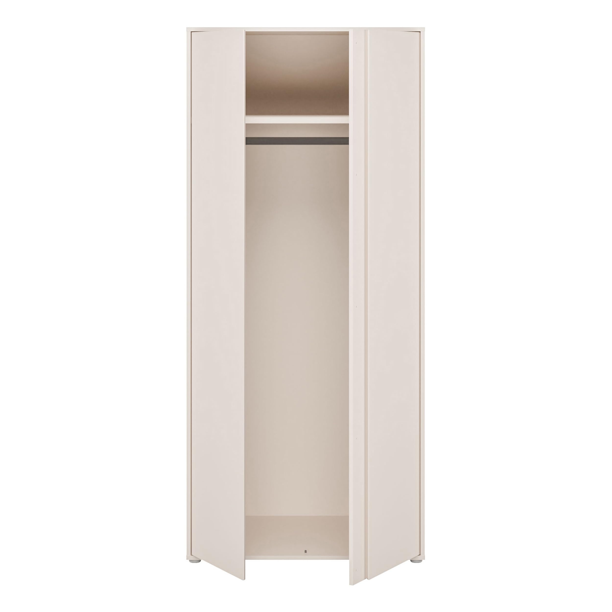 Forte LISSON Kleiderschrank 80 90, modern-minimalistischer Schrank, 2 Drehtüren, Einlegeboden und Kleiderstange, Holzwerkstoff, Kaschmir Beige, 86,2 cm breit x 193,7 cm hoch x 60,2 cm tief