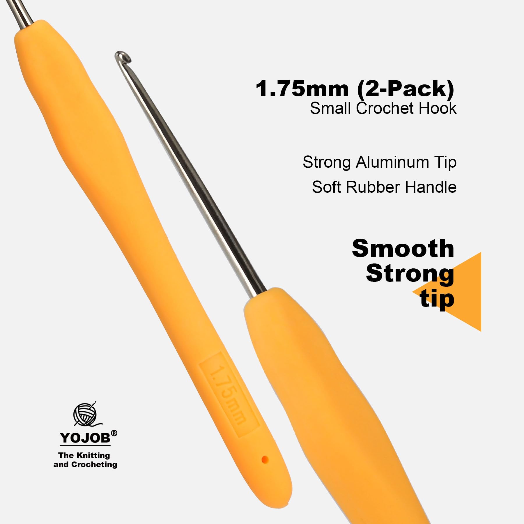 Ganchos de ganchillo de tamaño pequeño de 1,75 mm (2 unidades), más largos y suaves, ergonómicos para principiantes, perfectos para ganchillo durante mucho tiempo sin dolor