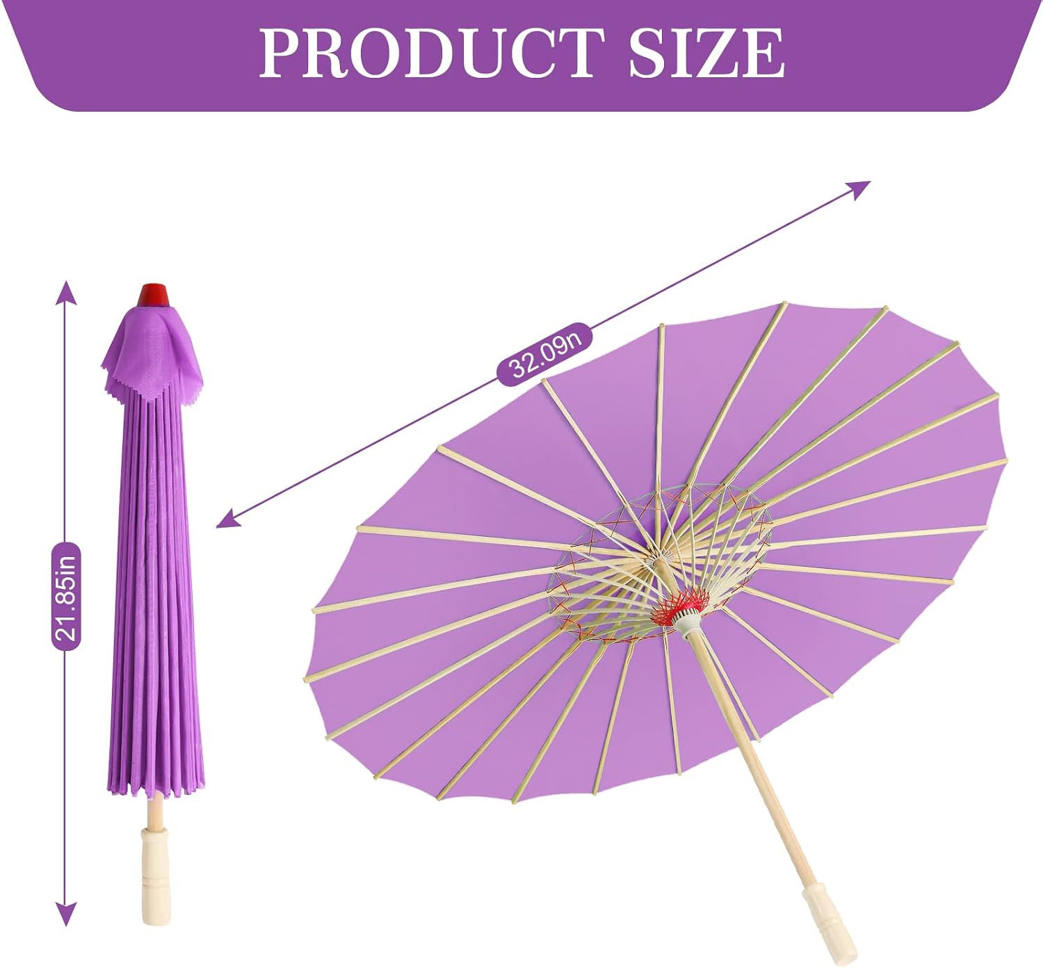 33" Purple Nylon Decoration Handmade Parasol Umbrella Chinese Japanese Asian DIY Art Dance Classical Umbrella for Wedding Parties Photography Costumes Cosplay (1 PCS Purple)