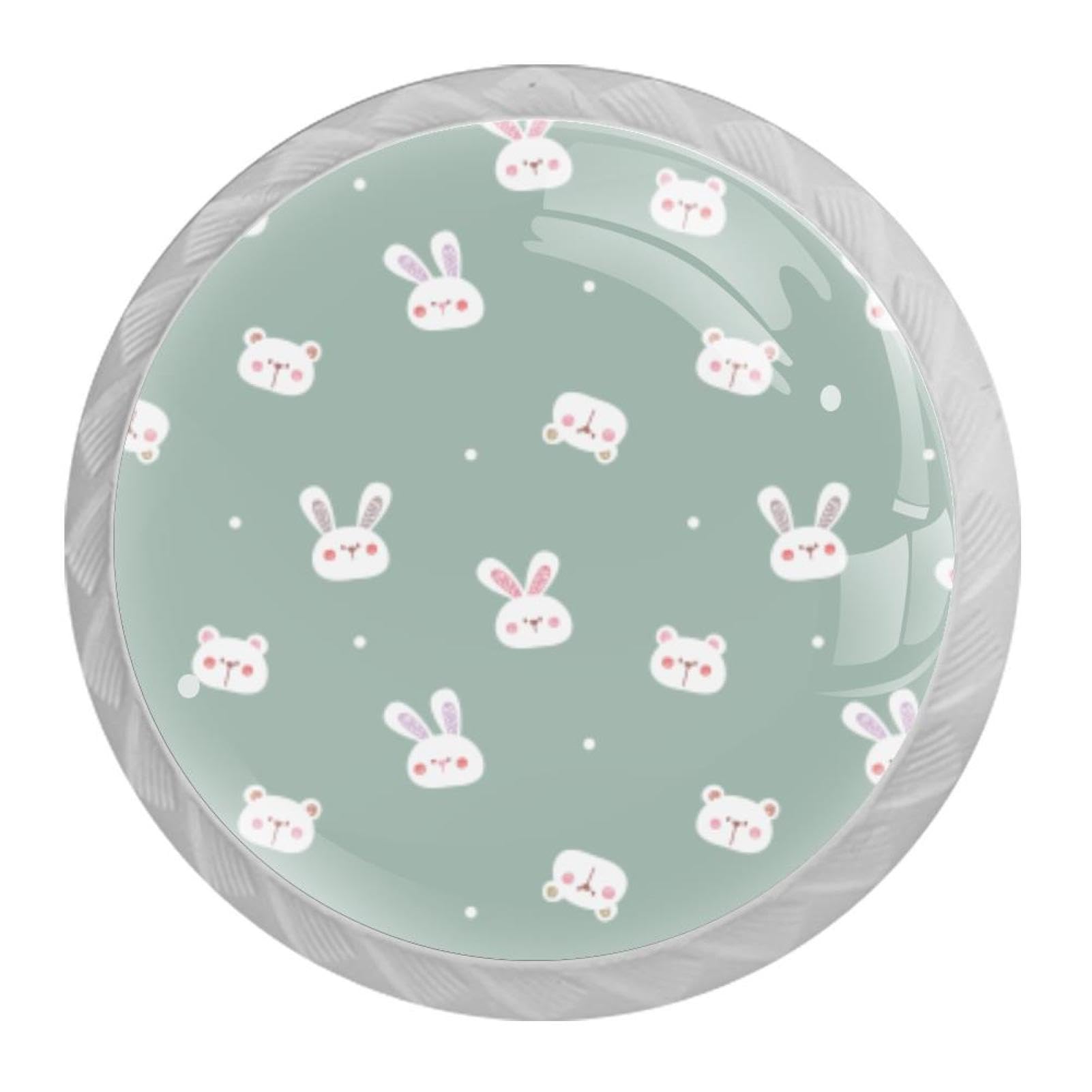 Tqmspg Multi05 4 Pieces Drawer Pulls Rabbits Bunny Pattern Door Knobs Dresser Handles For Kitchen Wardrobe Cupboard Hardware Furniture