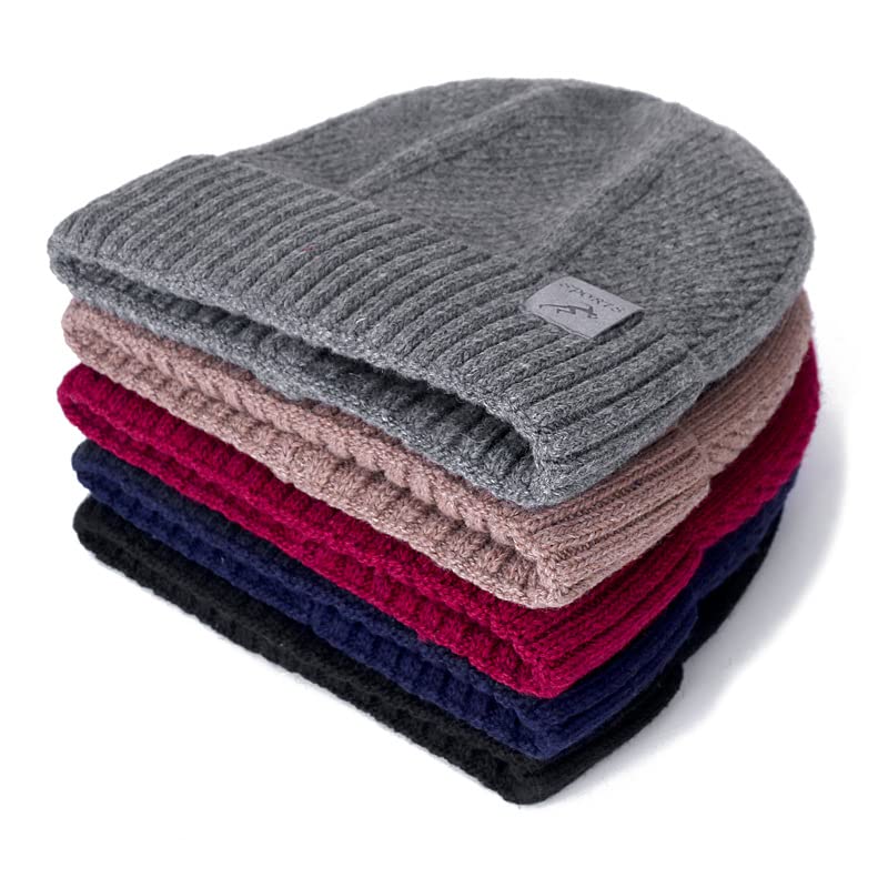 LEMITA Deportes etiqueta invierno sombreros para hombres Twist Design Warm Ski Beanie lana y algodón mezcla relajada sombrero de punto