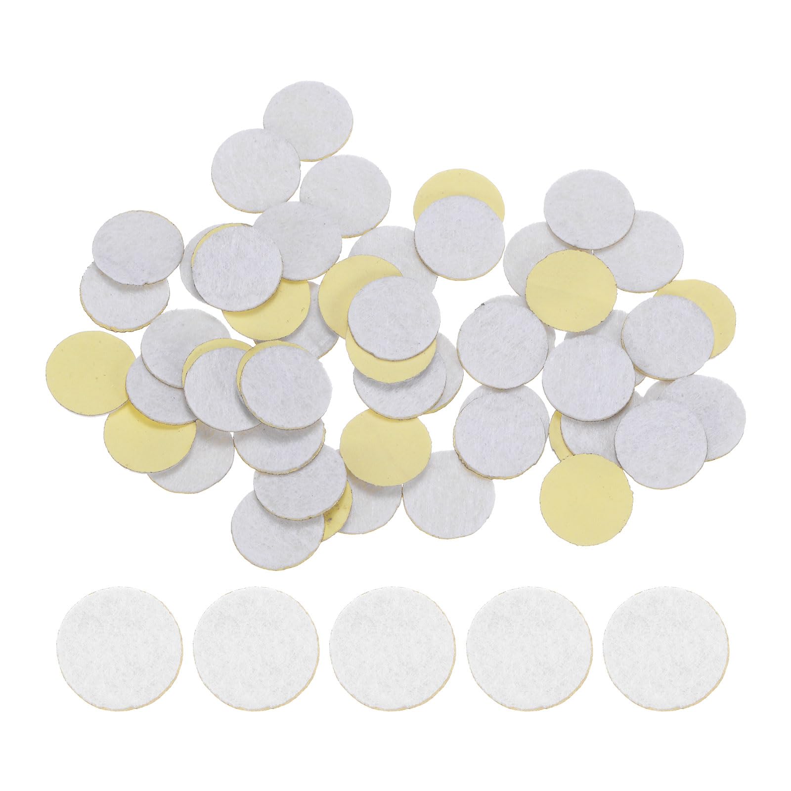 HARFINGTON 48pcs Round Adhesive Felt Circles, 15mm 5/8" Pre Cut Mini Felt Fabric Circles for DIY Sewing Handcraft Projects, White