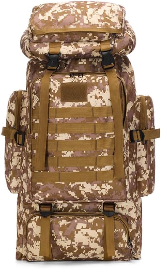 80L Camping Hiking Backpack,Molle Military Tactical Rucksack Backpack,Waterproof Lightweight Hiking Backpack for Outdoor (Khaki, 80L)