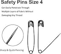 Vista 4 de 50 pines de acolchado resistentes de 2.1 pulgadas (2.126 in), pasadores de seguridad grandes tamaño 4, pasadores de costura de metal negro, grandes