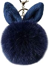 Ounona Navy Rabbit Ear Tassel Keyring, Navy blue
