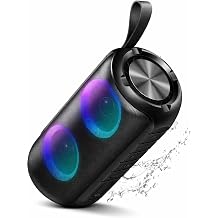 Coucur Portable Bluetooth Speaker, Bluetooth 5.3 Wireless Speaker, IPX7 Waterproof Outdoor Speaker, 24W Loud Stereo Sound, 12H Playtime, 7 Colorful RGB Lights for Outdoor/Home/Party, Gift Ideas