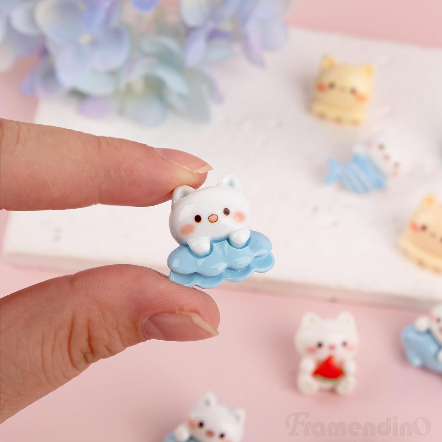 Framendino, 30 Pack Cat Push Pins Cute Thumb Tacks Blue for Note Memo Map Flag Bulletin Cork Board Decorative Accessories image 3