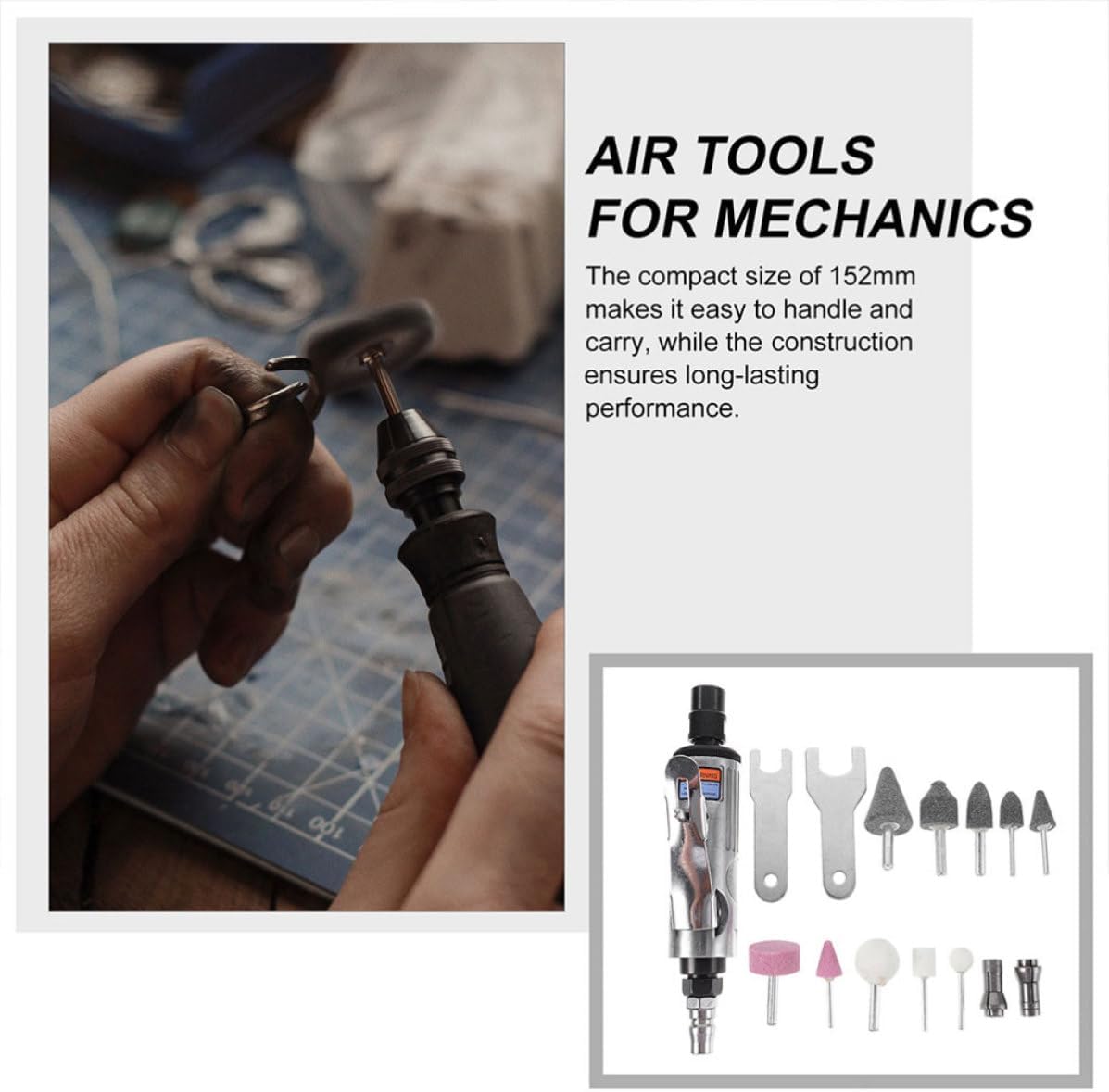 1set Compact Pneumatic Angle Die Grinder Tool Lightweight Air Carving Polishing Grinding Handheld for Portable Use