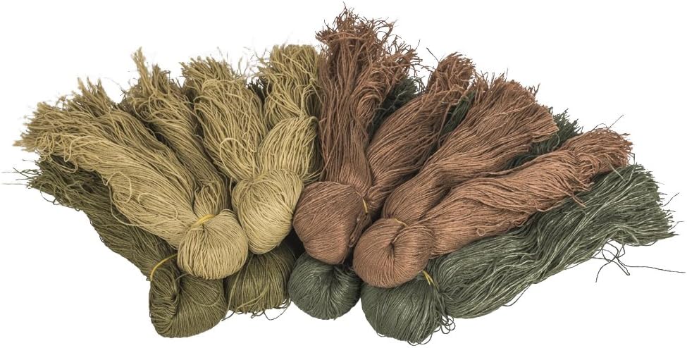 Helikon-Tex Ghillie Fiber Yarns - Woodland-8 Hessian Thread Bundle in the following (Brown, Dark Green, Light Green and Light Brown)