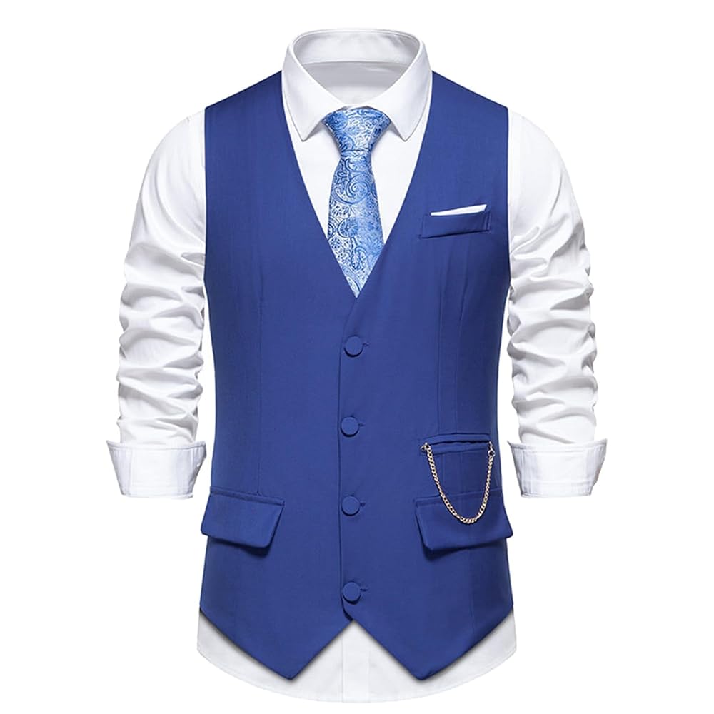 Gilet D'homme à Col En V - Coupe Ajustée, Motif Floral - Léger - Pour Mariage, Soirée, Bureau - Lavable En Machine - 11