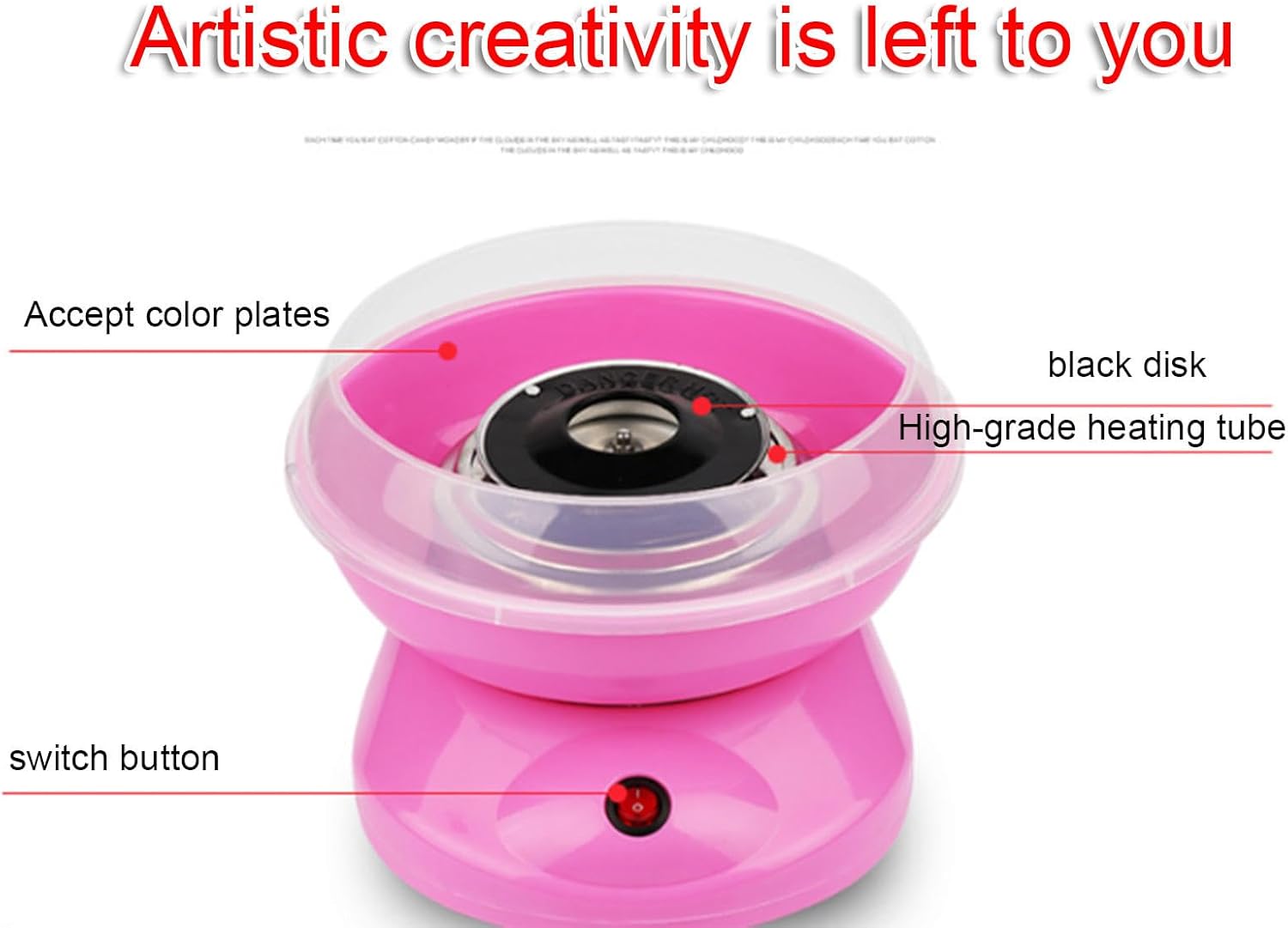 VIDECOR Cotton Candy Maker, Household Professional Candy Floss Machine, Hard Sugar Candy Floss Maker, for Kids Birthday Party Festival Gift,C