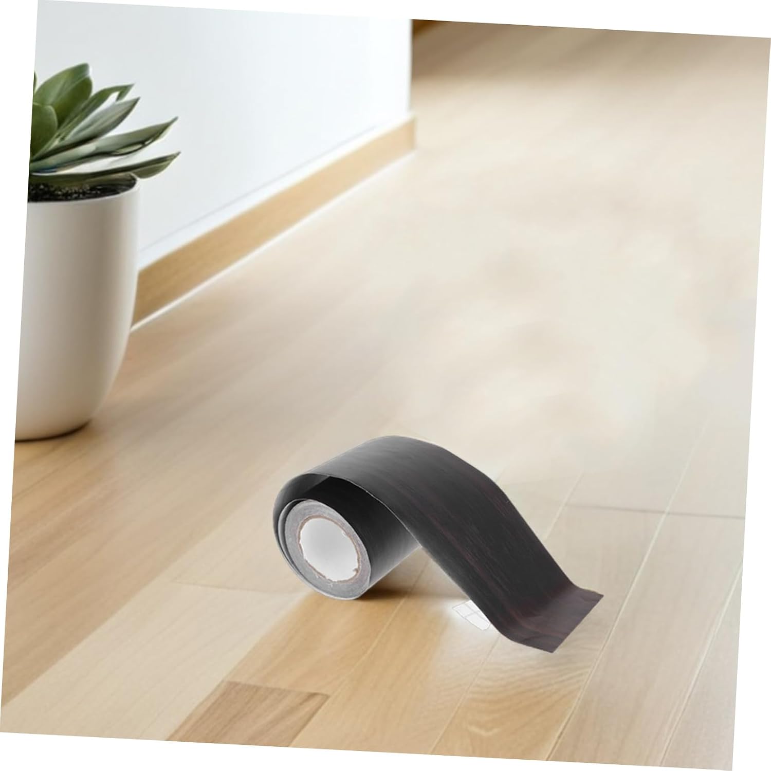 Flexible Self-Adhesive Skirting Board Molding Trim for Wall and Floor Decoration, Black Wood Grain, 5cm Height X 5m Length X 2 Rolls, Flexible Wall Decorative Molding Trim for Home