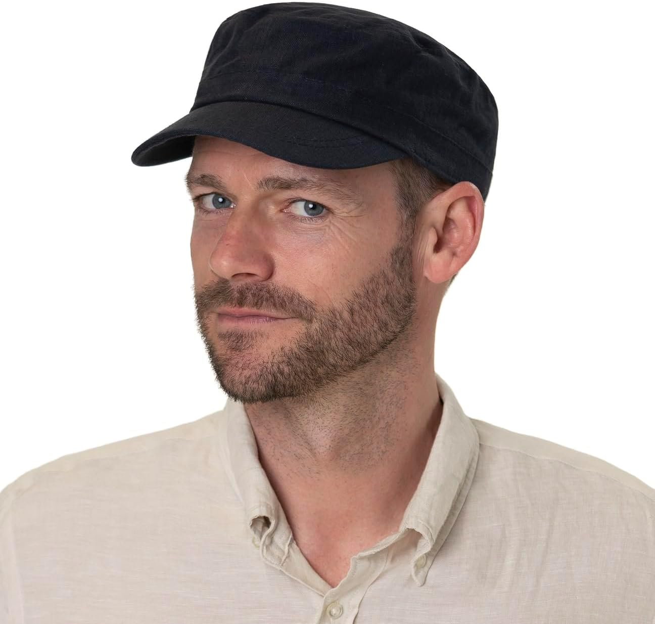 Lipodo Linen Army Cap Plain-Colored Adjustable Visor Unisex Spring Summer