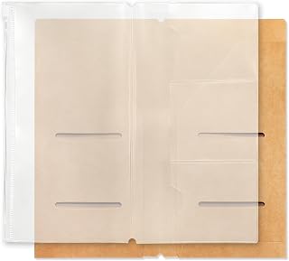 Refillable Travelers Notebook Accessories – PVC Zipper File Folder + Kraft Paper Card Sleeve Set, Passport & Credit Journal Inserts for Journal Accessories, Cash Organizer for TN Planner