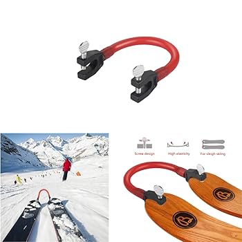 Amazon | WanFengXue スキーバンジー 固定 スキー板 クリップ 赤