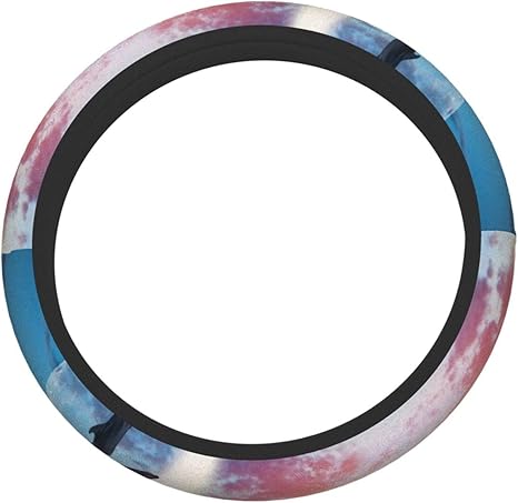 Amazon 夕暮れ 海 イルカ ハンドルカバー おしゃれ ステアリングカバー ステアリングホイールカバー 伸縮性 車用 ハンドルカバー カーアクセサリ グリップ感よし 高級感 軽 普通車 ハンドルカバー 車 バイク