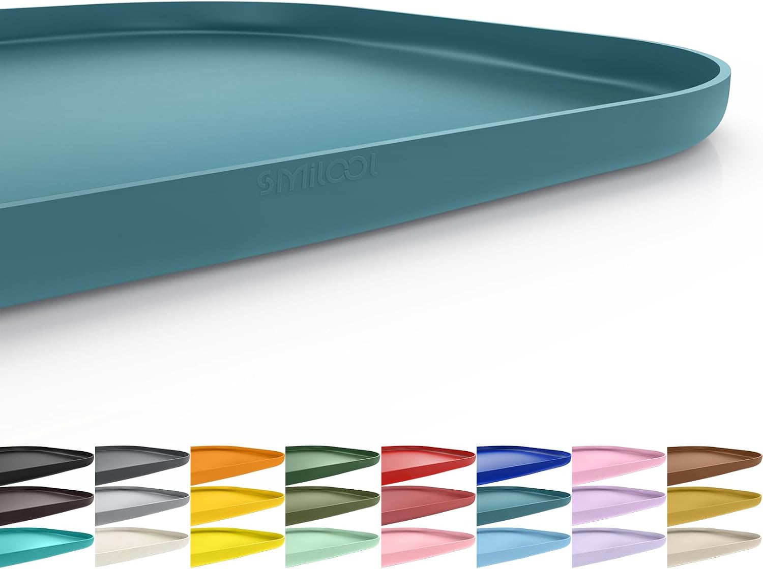 SMILOOL Waterproof Silicone Pet Food Mat with Raised Edge for Dog & Cat