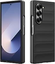 Case Compatible with Samsung Galaxy Z Fold 6, Silicone Full Body Case, Shockproof Cover with Protective Camera, Hard Touch Cover - Black