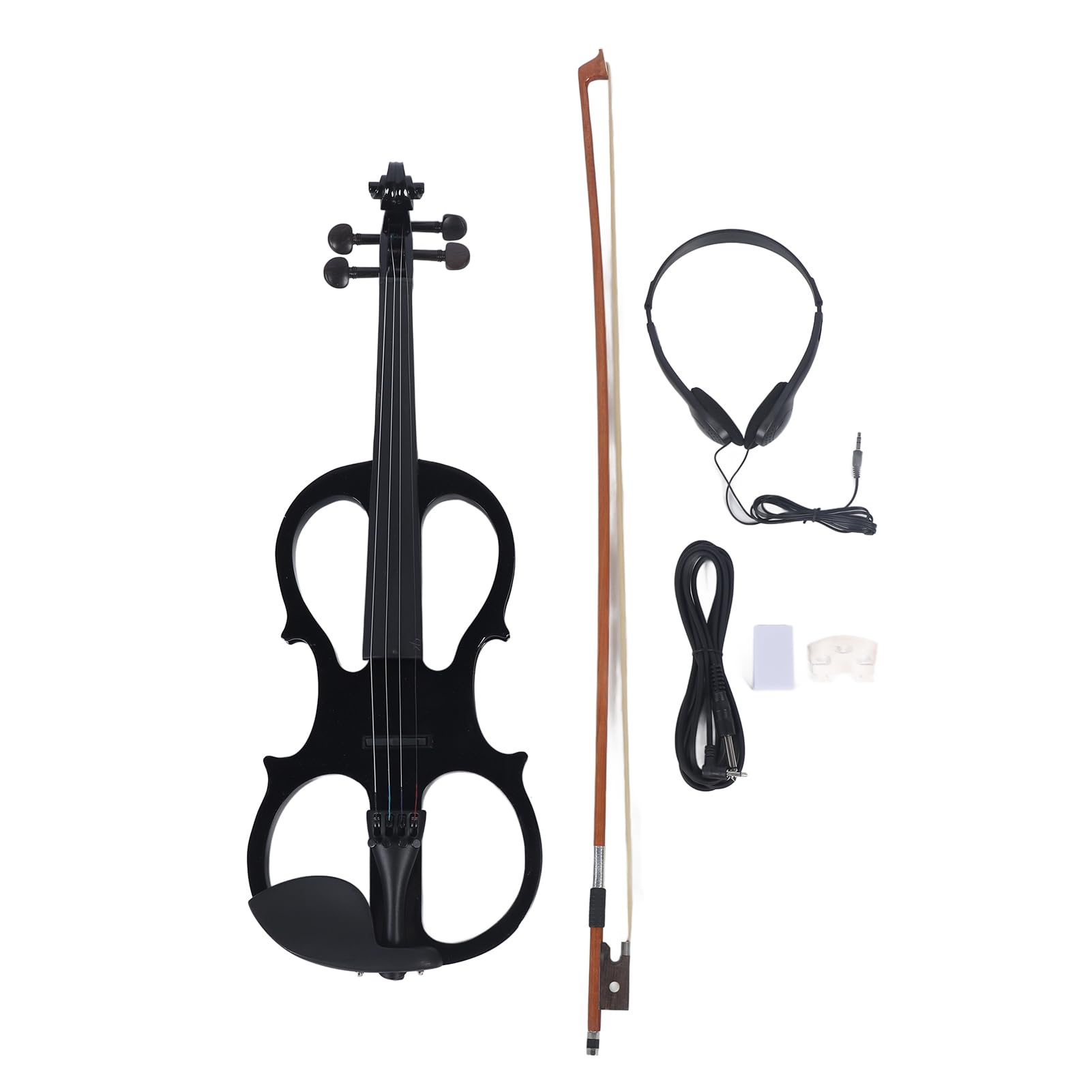 Violino Elettrico Set Professionale 4/4 Musica Silenziosa Performance Violino Per Studenti Adulti (BLACK)
