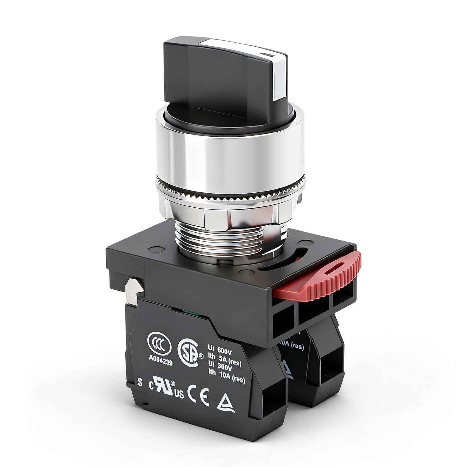 Baomain 3 Position Maintained Selector Switch, 22mm 2NO, UL/CSA/CE/TUV | Metal head switch for industrial control panels,Ui: 600V/300V,Ith: 5A/10A (res),Engineered for reliable safety