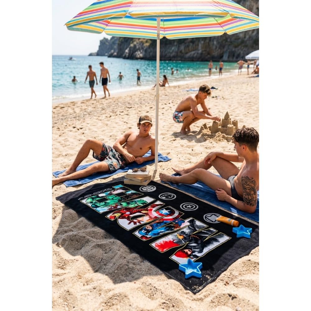 CARTOON Telo Mare Avengers Marvel 90x170 cm Asciugamano Microfibra 100% Poliestere 240 GSM Grande Leggero e Assorbente per Mare e Piscina