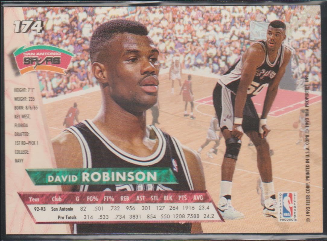 Amazon.com: 1993-94 Fleer Ultra David Robinson Spurs Basketball