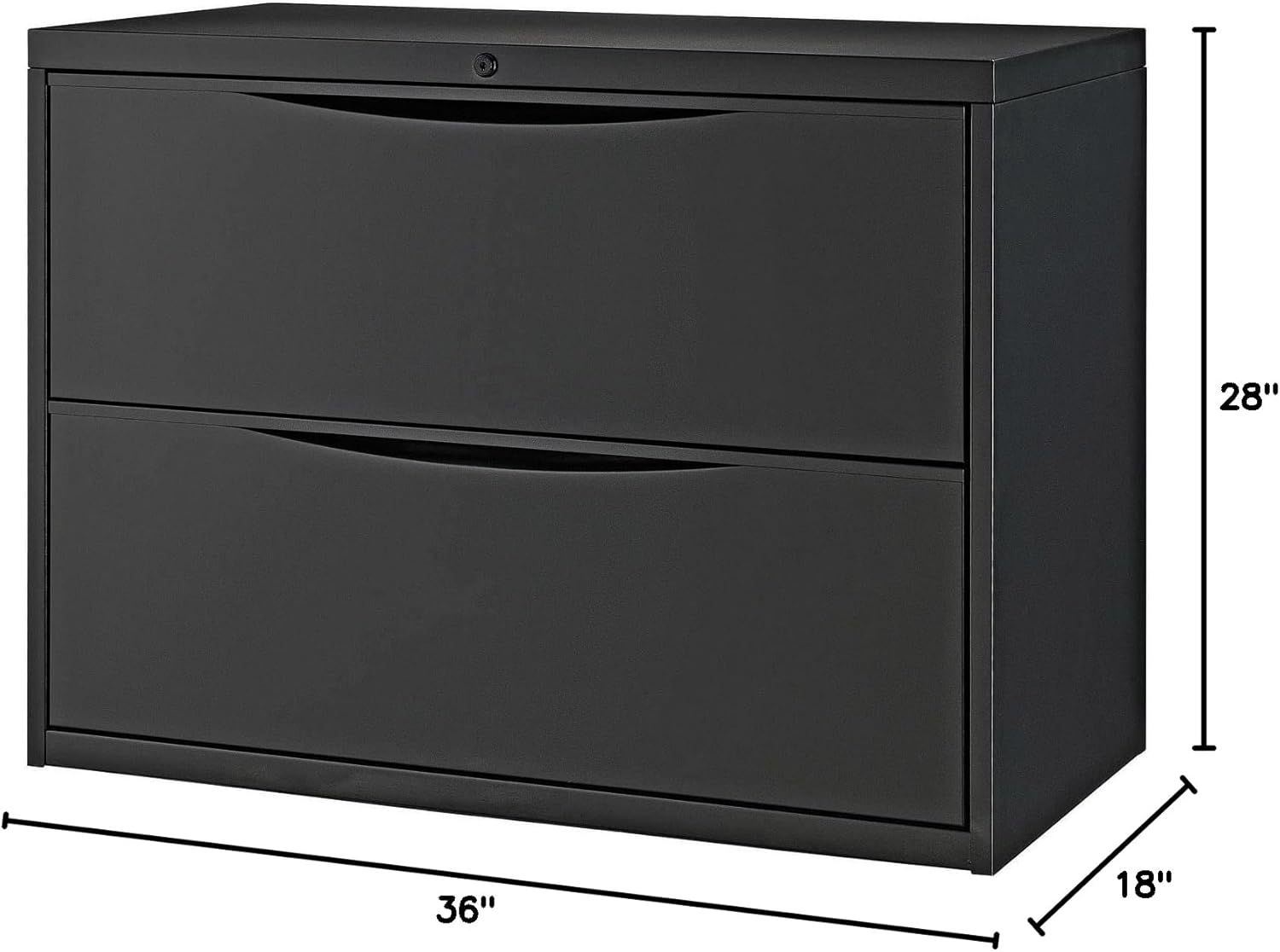 Global Industrial 36" W Premium Lateral File Cabinet, 2 Drawer, Black