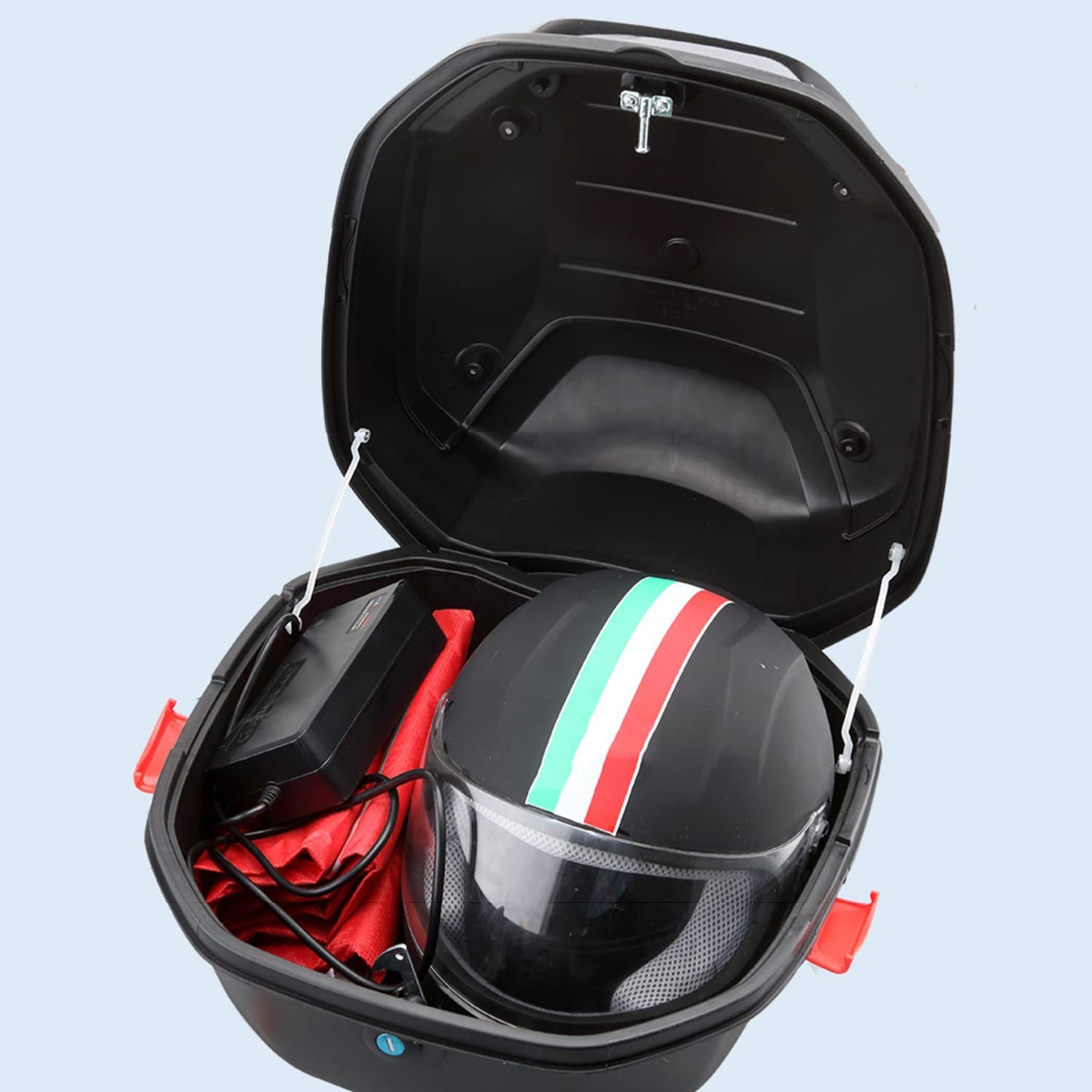 Uniwersalne tylne pudełko do przechowywania motocykla, 26 l, trwała górna obudowa na kask i bagaż, wodoodporny i bezpieczny bagażnik