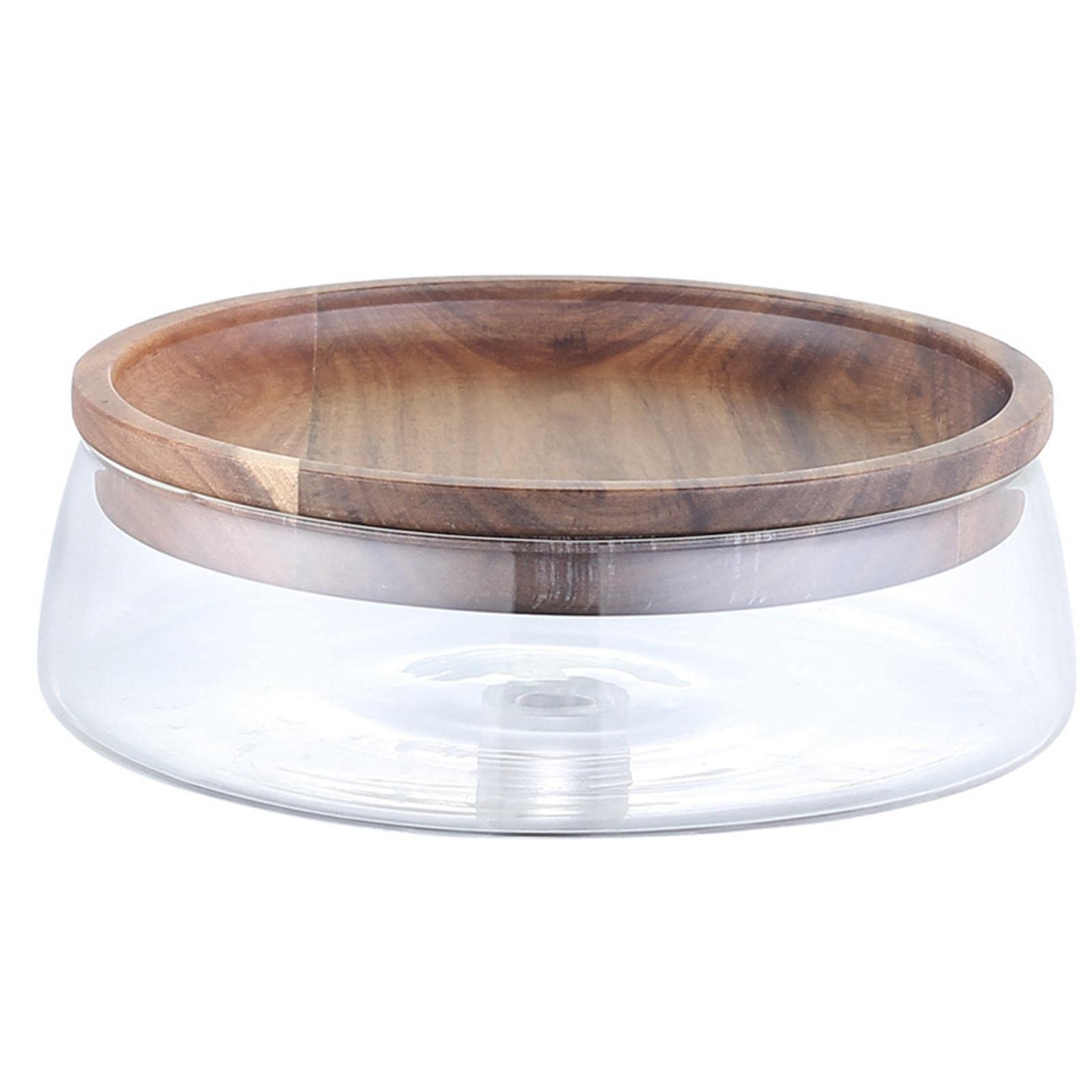 F Fityle Bol de Conservation de Fruits Secs Plat Verre Plateau Bois Boîte Alimentaire Finition Résistante Adaptée Conservation Noix Fruits Rangement Bureau Cha, A, Petit