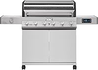 Vista 1 de Monument Grills 6+1 parrilla inteligente convertible de gas natural, 6 quemadores y 1 quemador lateral de acero inoxidable Denali 605 con tecnología