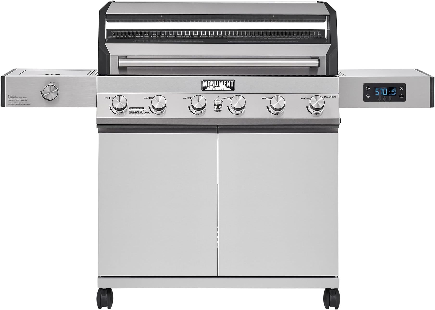 - 6+1 Convertible Natural Gas Smart bbq Grill, 6 Burners & 1 Side Burner Stainless Steel Denali 605 with Smart Technology, Knob Controls (Without Conversion Kit)