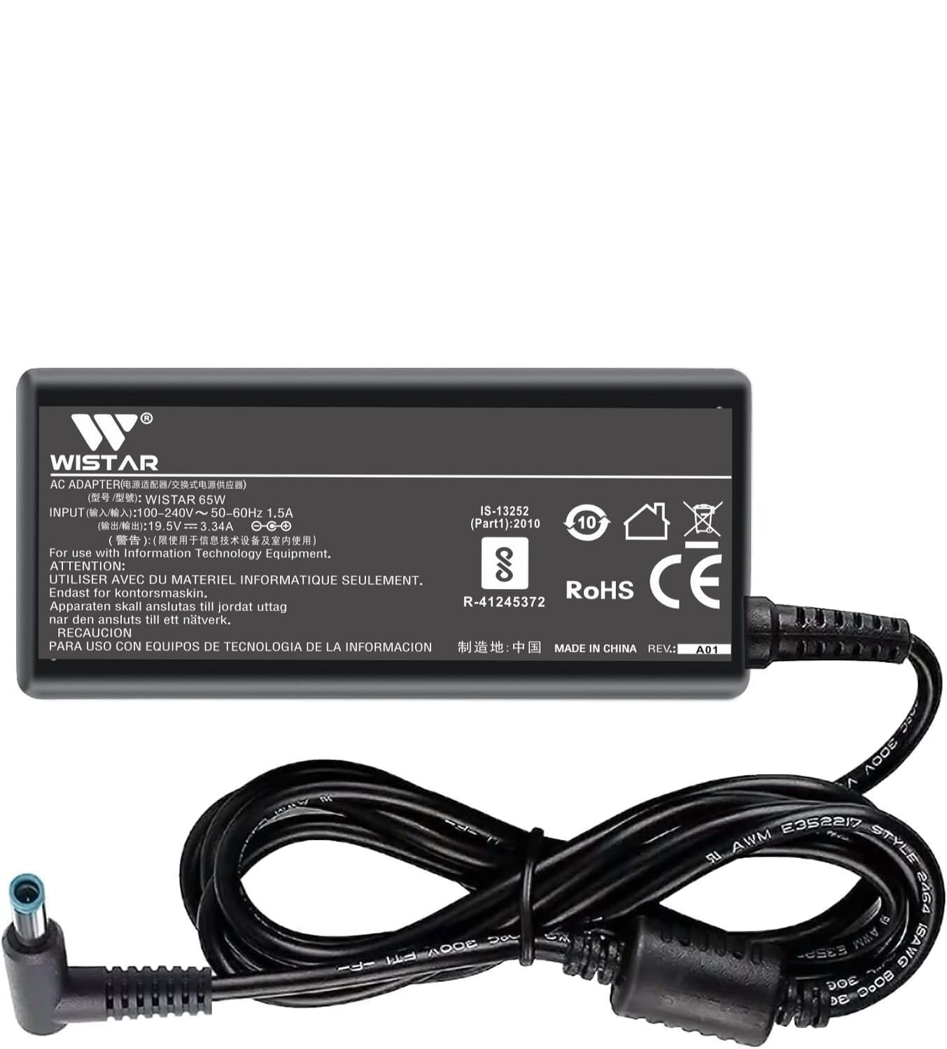 65W Laptop Charger Adapter for HP EliteBook 820 840 850 G3 G4 G5 G6 / 725 745 755 G3 G4 G5 G6 ProBook 450 G3 G4 G5 G6 Folio 1040 1030 1020 G1 G2 G3 Supply Power Cord(Black)