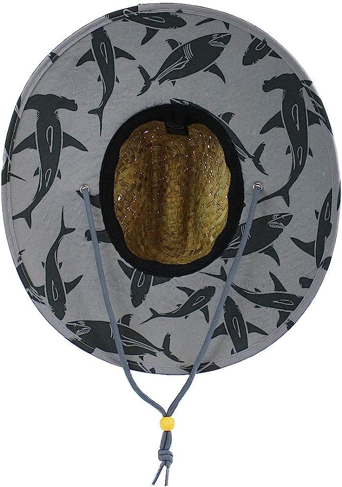 KC Republic Fabric Pattern Print Straw Kids Girls Sunhat, Ages 3+, Lifeguard Hat, Beach, Swim, Fishing, Fits All, Malabar Hat2