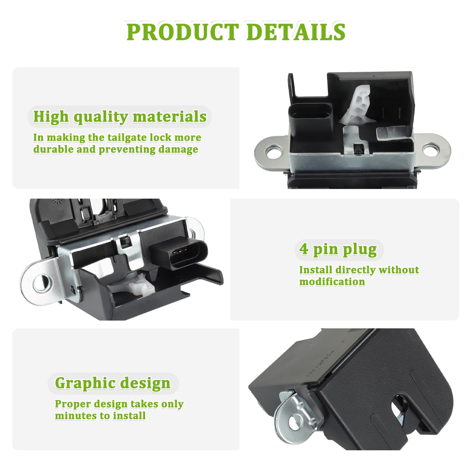 Tailgate Lock For V W Golf Serrure de coffre de hayon pour Golf Polo Touran Passat 1T0827505H, pièces pour 5K0827505A 1K6827505E Boot Lock