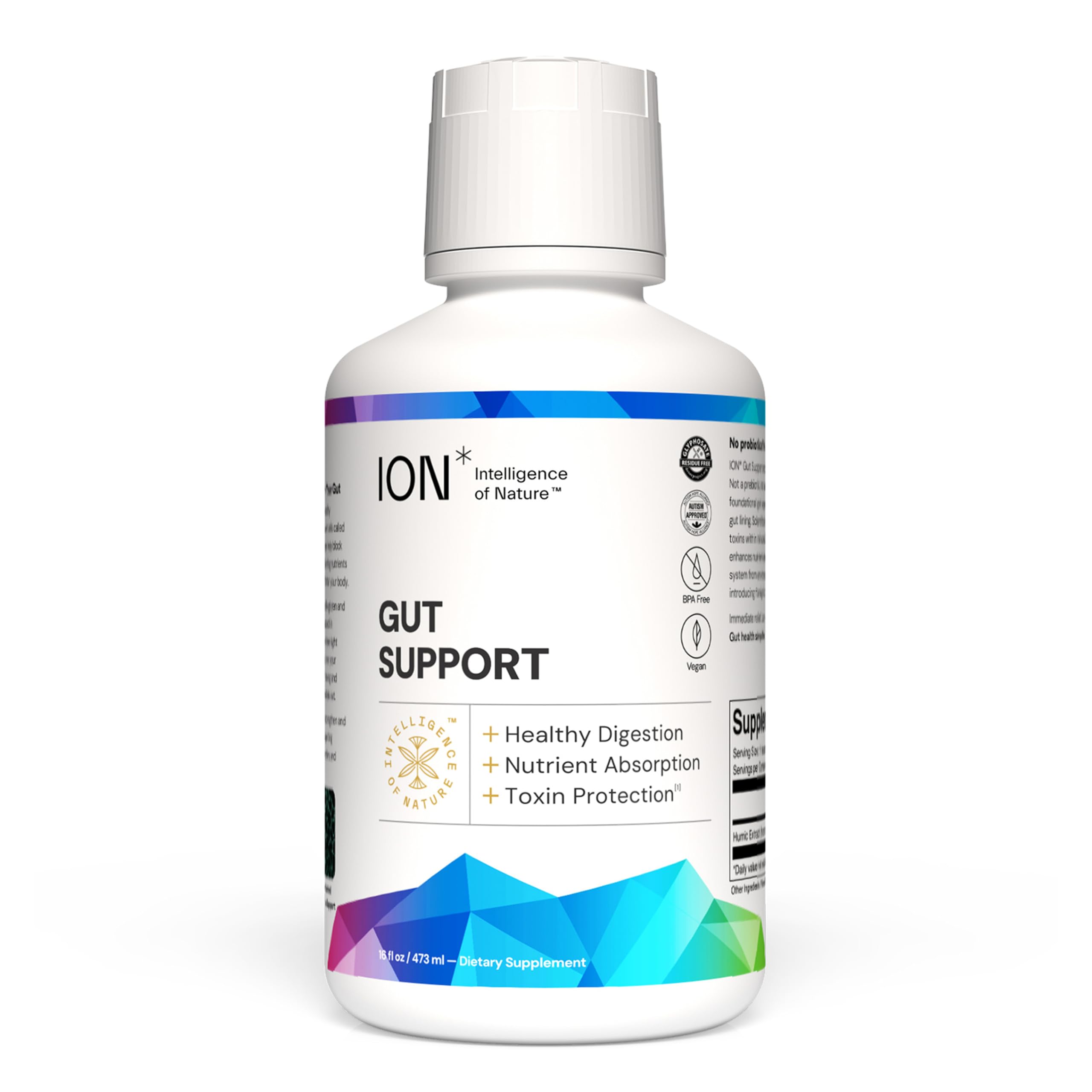 Gut Support Liquid Supplement - Gut & Digestive Health Liquid Drops, Cleanse & Detox with Humic Extract for Women & Men, Adults & Kids 4+ - 16 fl oz (Pack of 1)