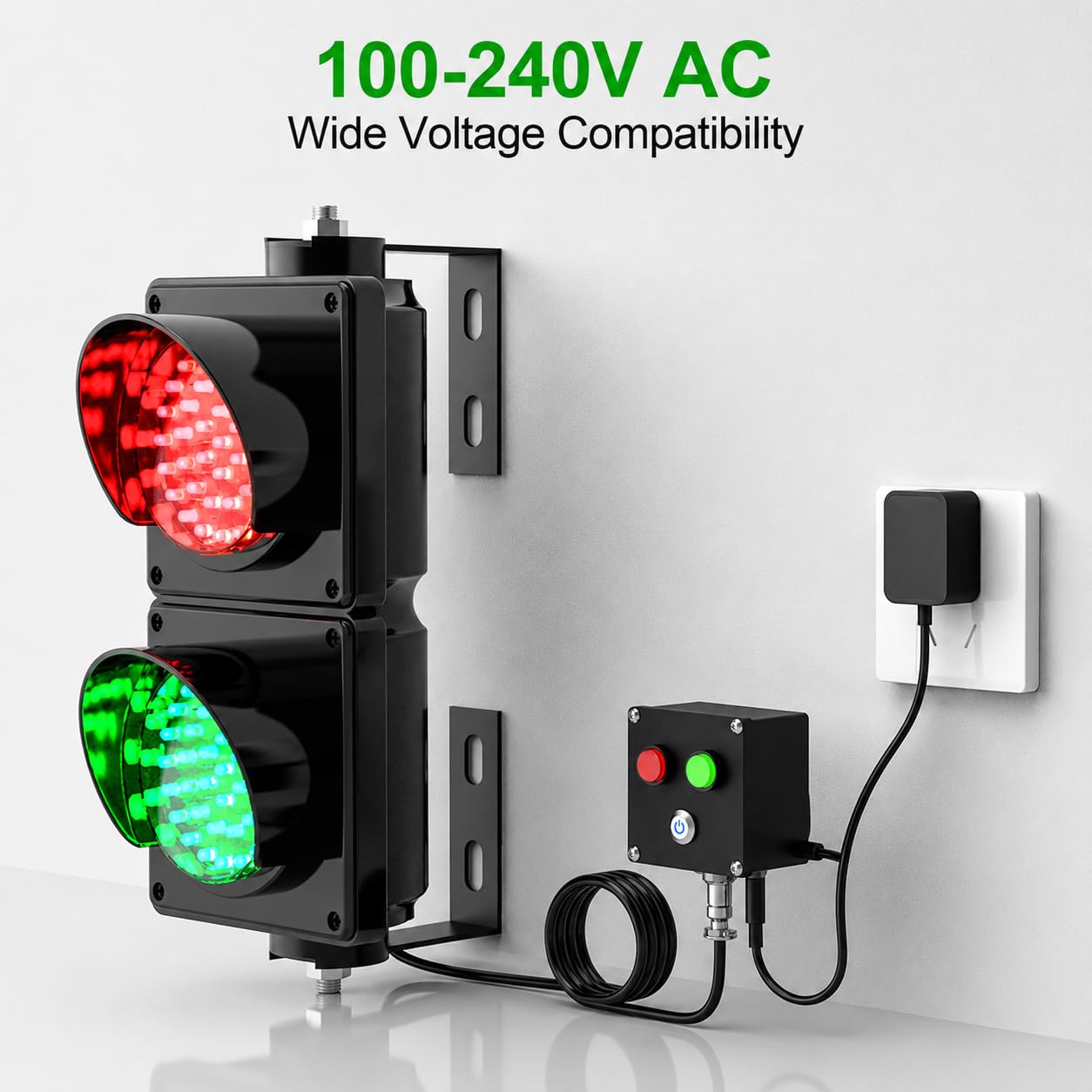 Światło drogowe montowane na ścianie, światło stopu, 10 cm, LED, czerwone, zielone, z przełącznikiem sterującym, do załadunku, do użytku na zewnątrz