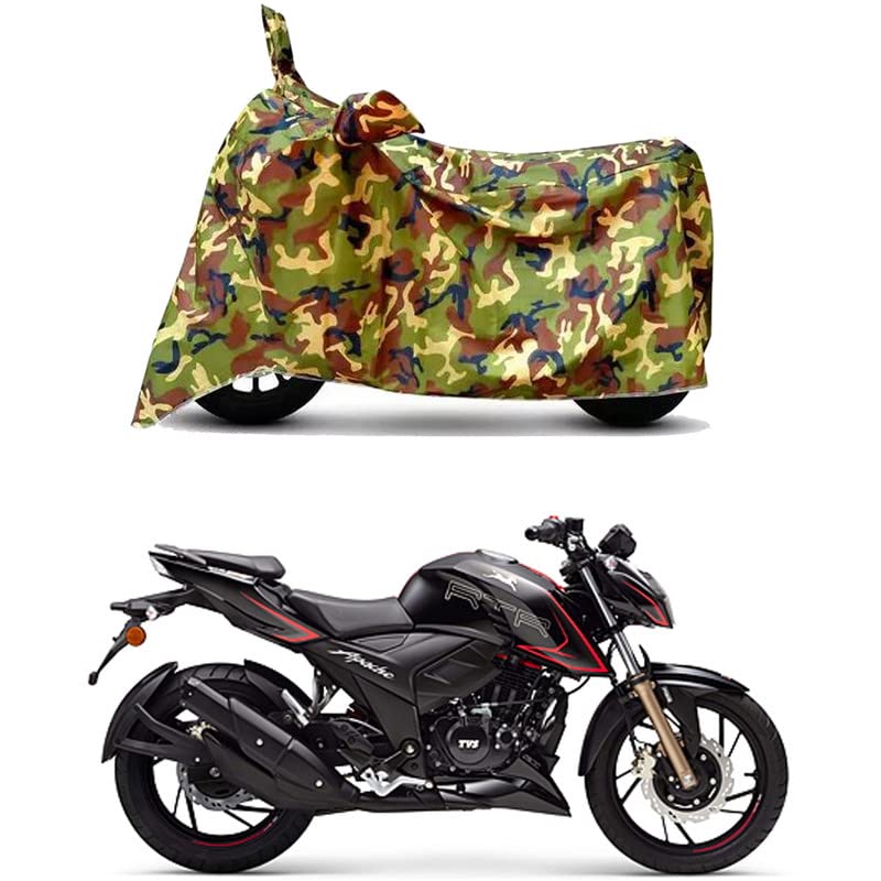 Image of Waterproof 100% PVC Coated Bike Scooty Two Wheeler Body Cover Compatible for TVS Apache RTR 200 4V /UV-Rays /Heat Protection /Birds Dropping /Scratchproof /Dust Proof [6X6 Jungle Print]