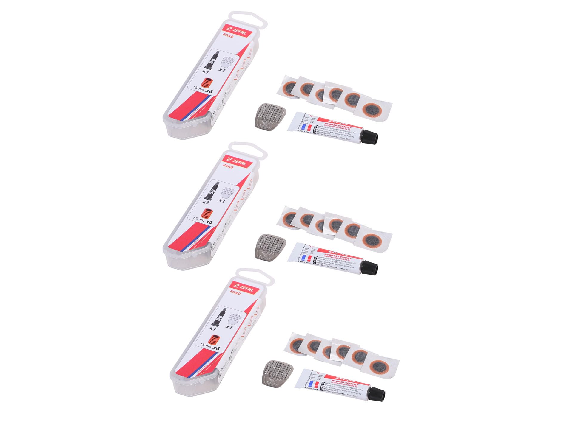 ZEFAL Bundle Pack - Road Punture Repair Kit, Road Cycling Bike Inner Tube Repair Kit, Pack of 3