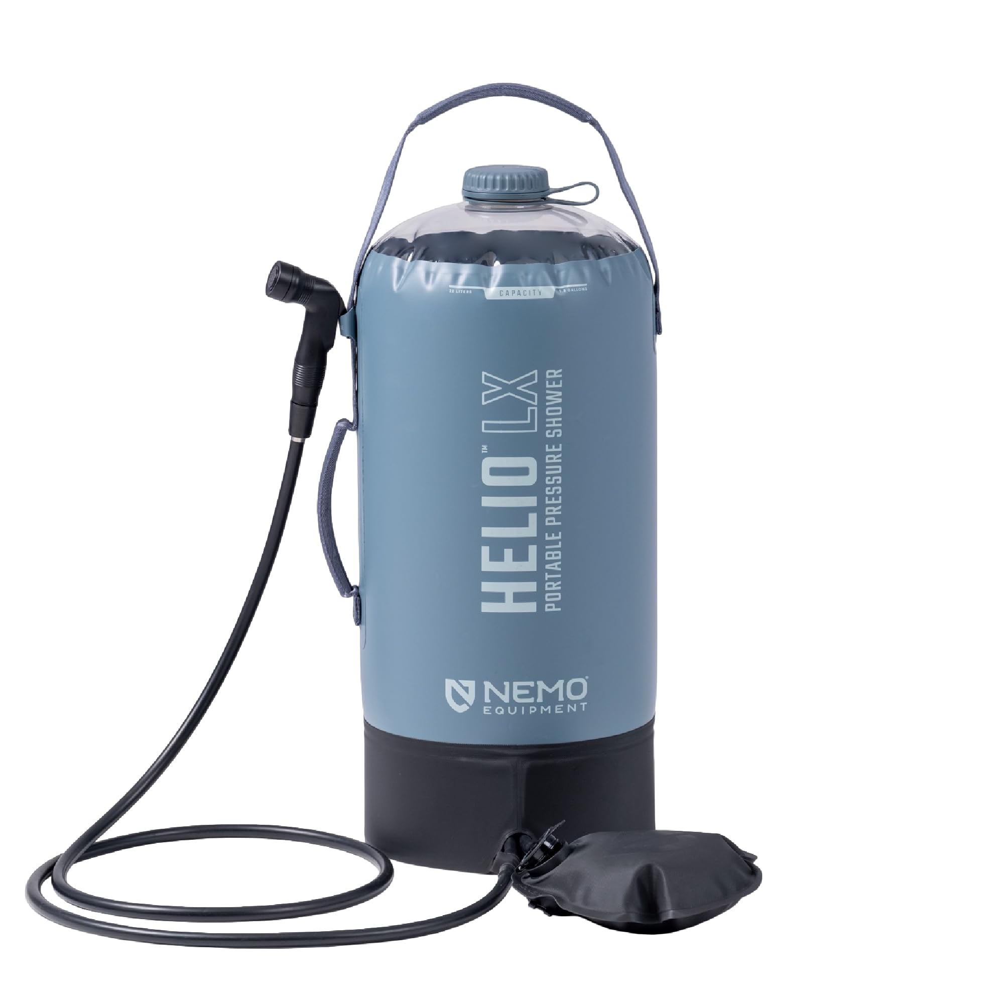 Portable Camp Shower | Pressurized, Built-in Foot Pump, Large Capacity, Packable, Beach, Pet