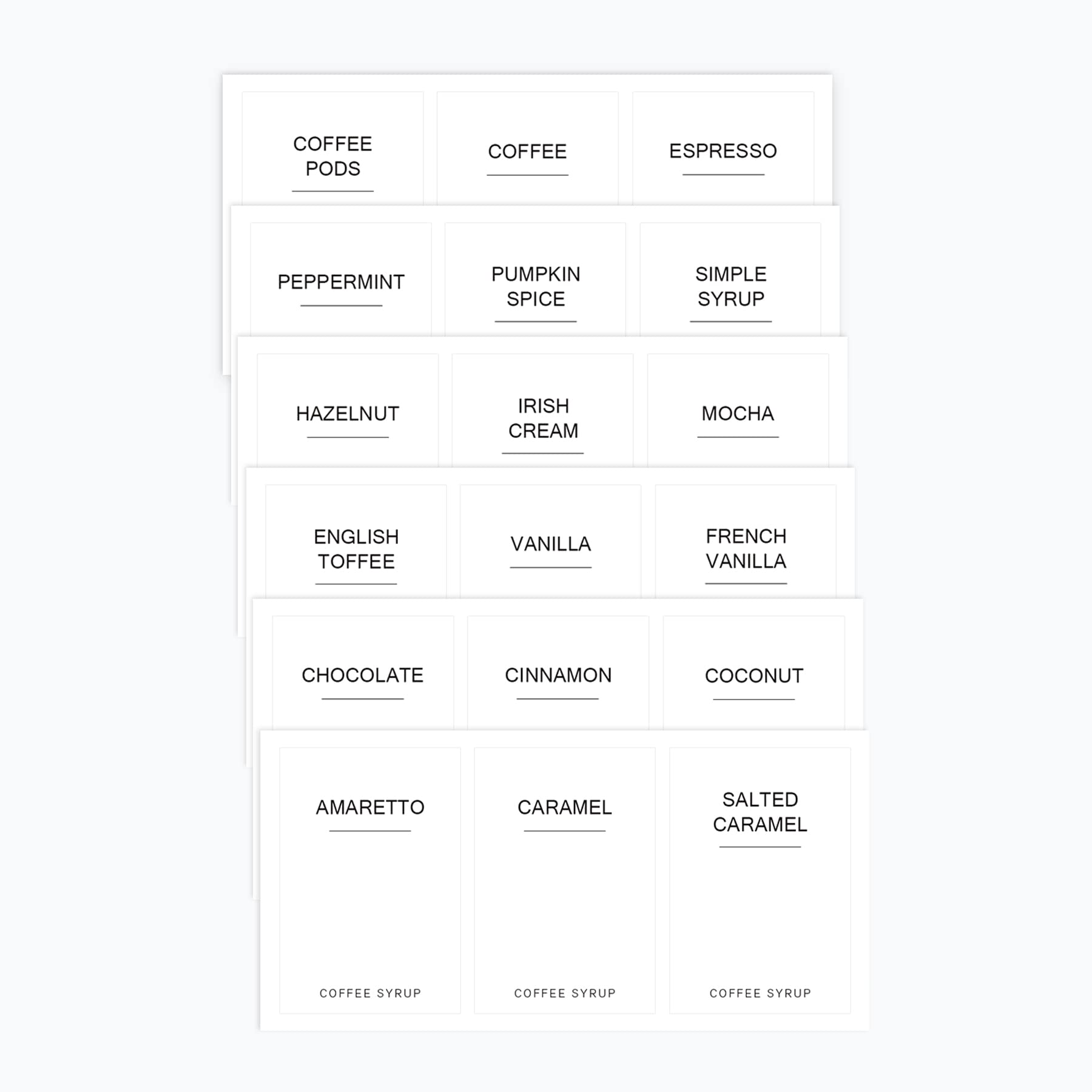 MustryCoffee Syrup Labels for Coffee Bar Labels for Coffee Syrup Bottles (Standard)